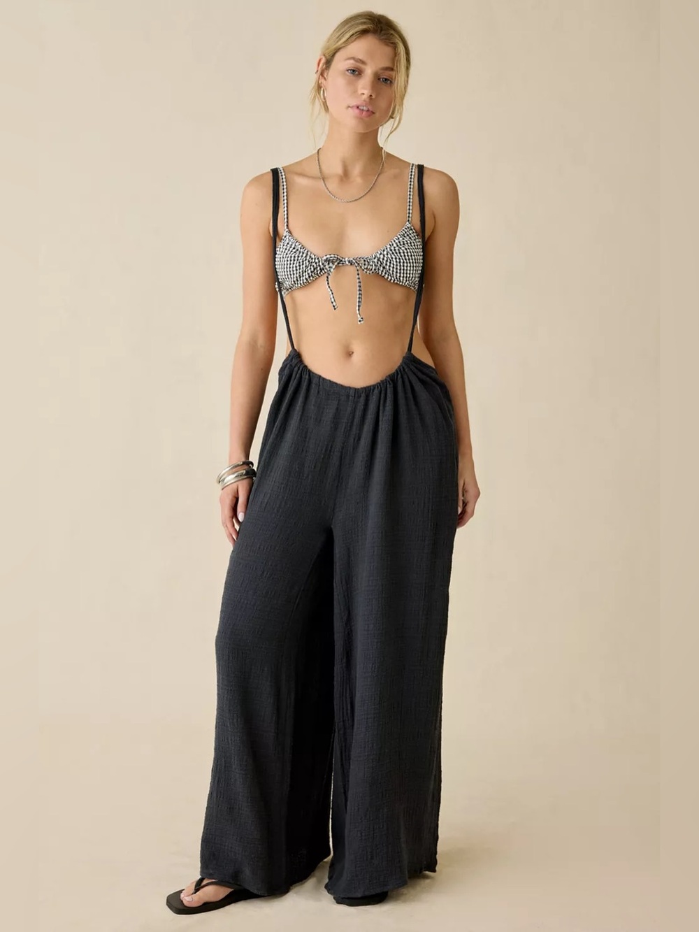 UO Out From Under Sand Babe Gauze Overalls